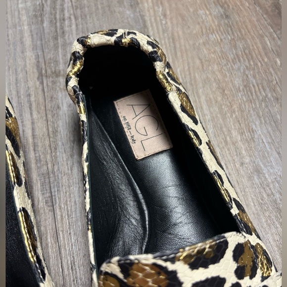 AGL Italian Loafers Metallic Leopard Print - Picture 4 of 8